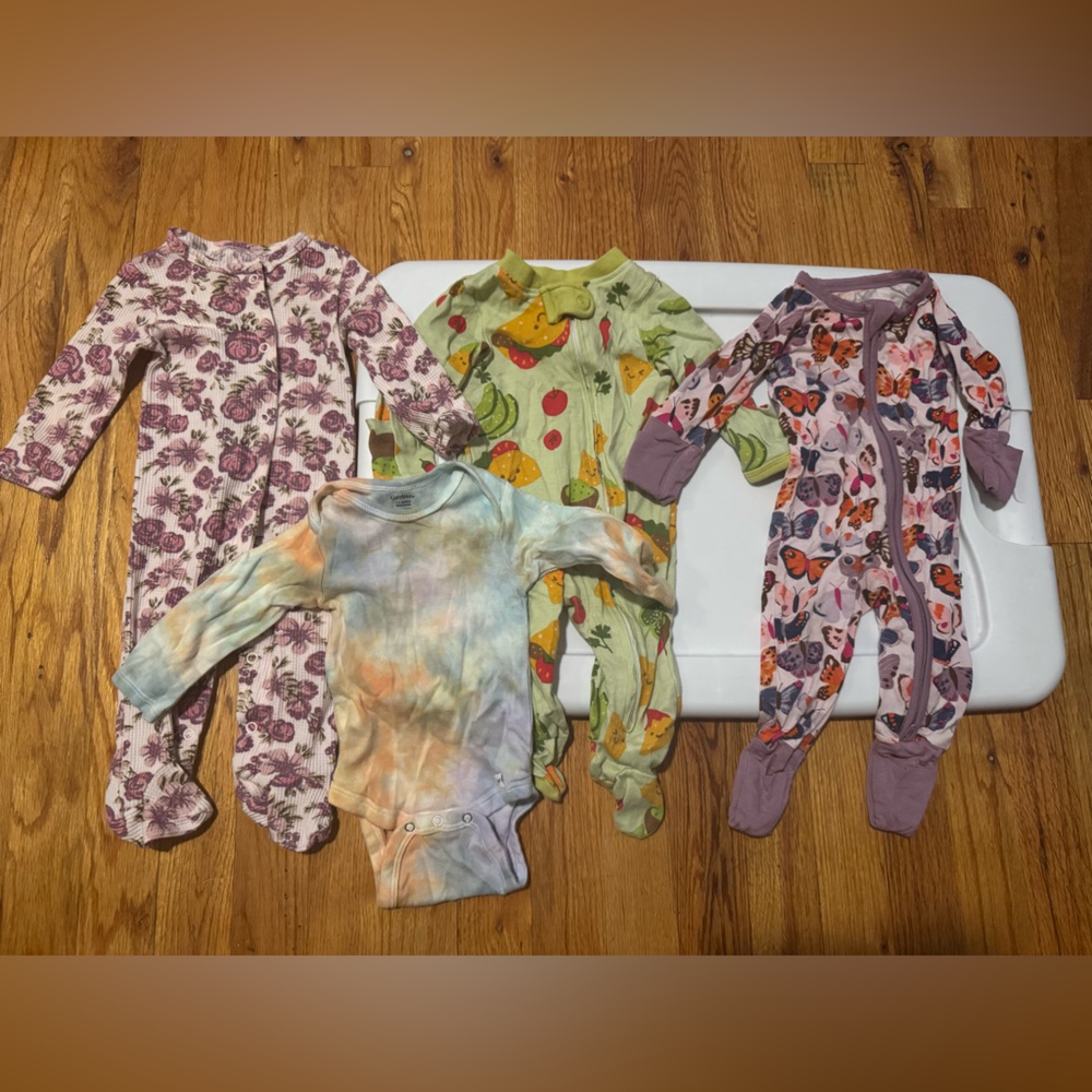 Multiples Kids One Pieces in Purple, Green, and Multicolor